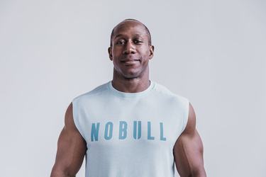 Nobull Sleeveless Men's T Shirts Blue | Australia (JR6283)